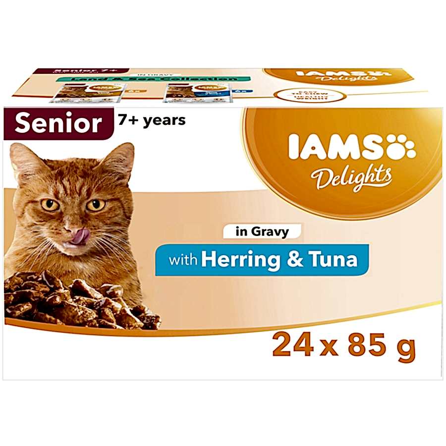 Iams Delights Senior Wet Cat Food Herring & Tuna in Gravy