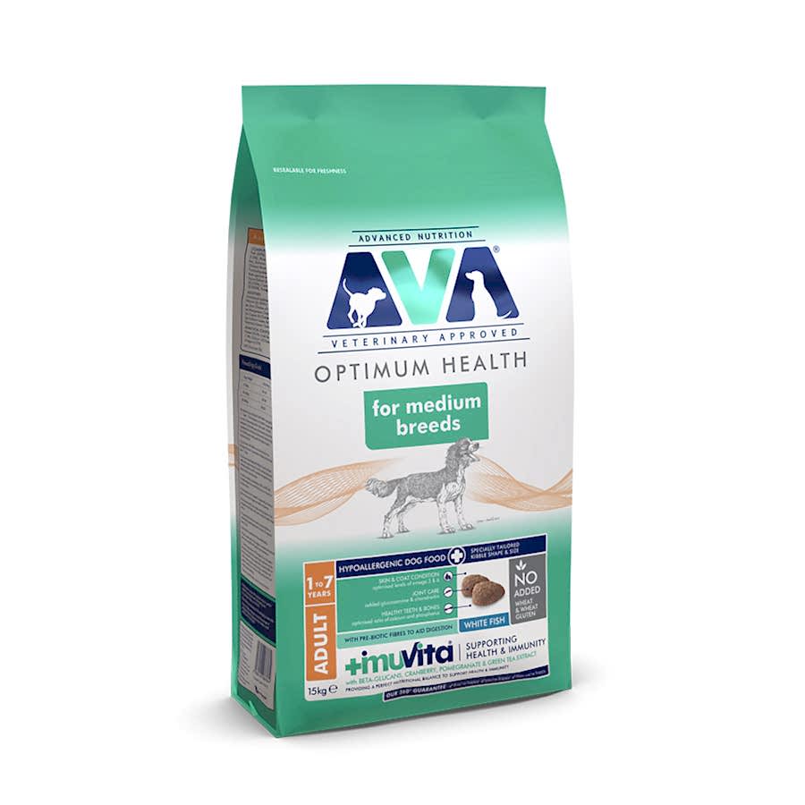 AVA Optimum Health Medium Breed Adult Dry Dog Food White Fish