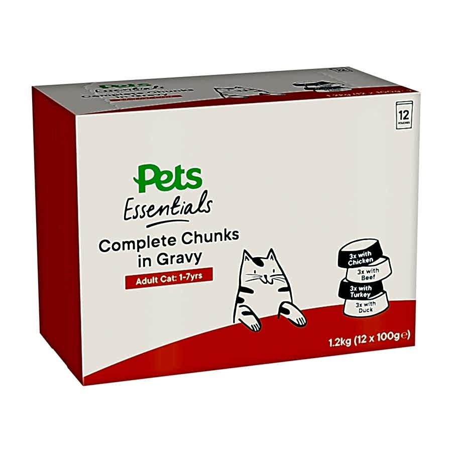 Pets Essentials Chunks in Gravy Meaty Wet Adult Cat Food