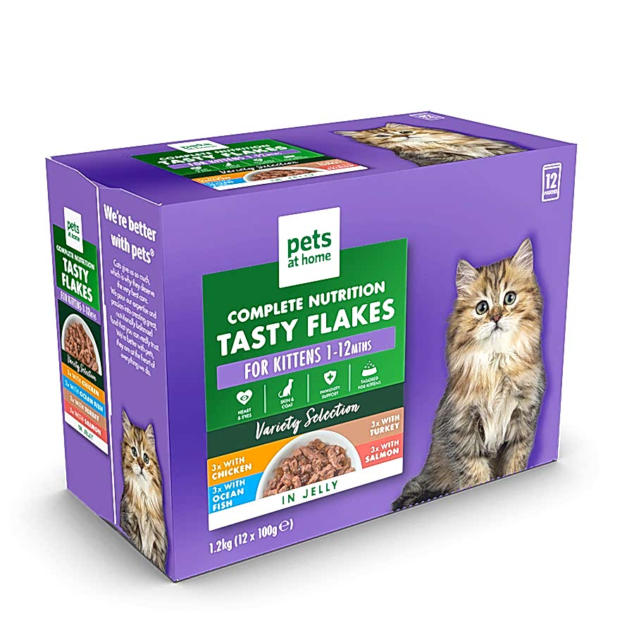 Pets at Home Wet Kitten Food Tasty Flakes Variety In Jelly