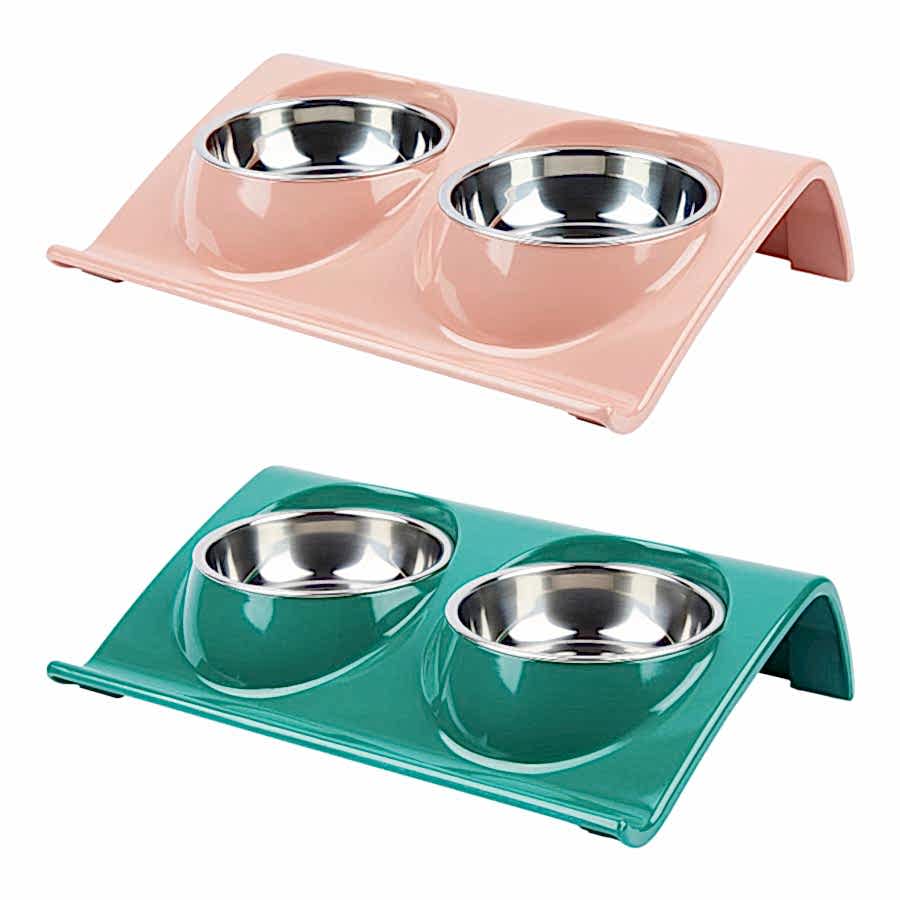 Pets at Home Tilted Raised Double Diner Cat Feeder