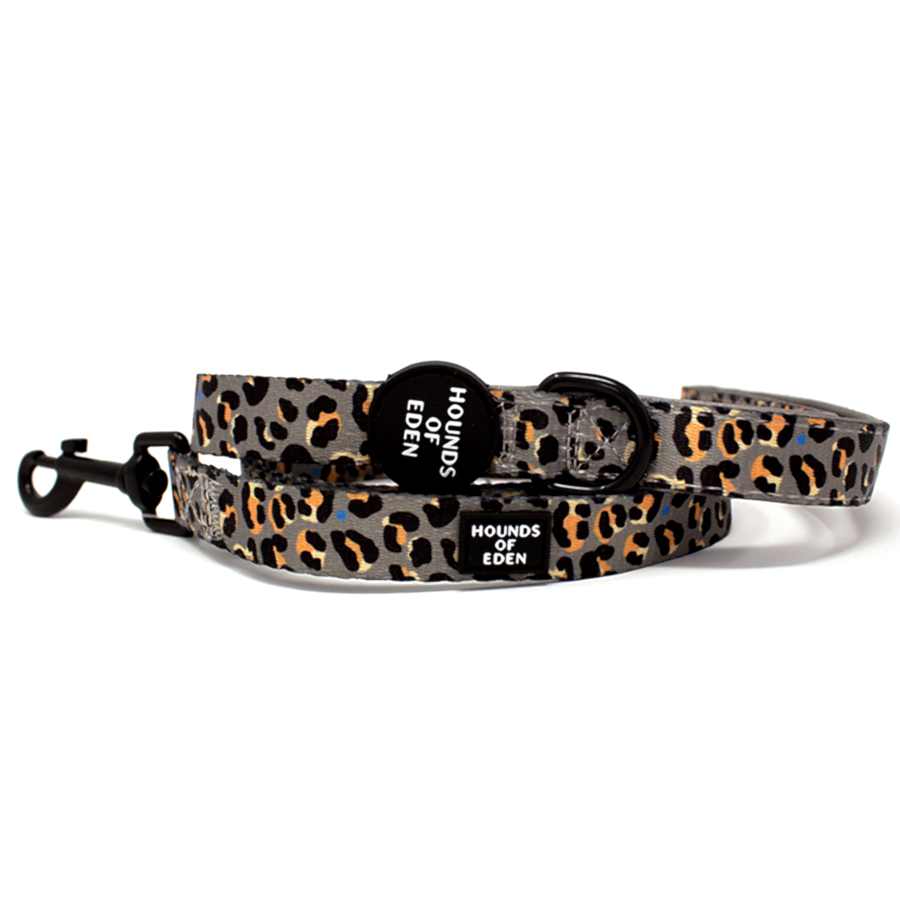 Hounds of Eden Steel Leopard Dog Lead Grey