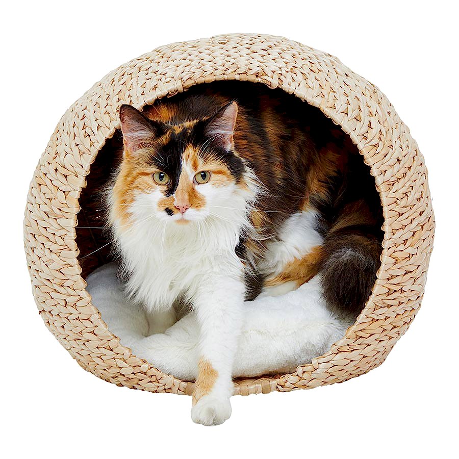 Pets at Home Water Hyacinth Cat Cave Bed Beige