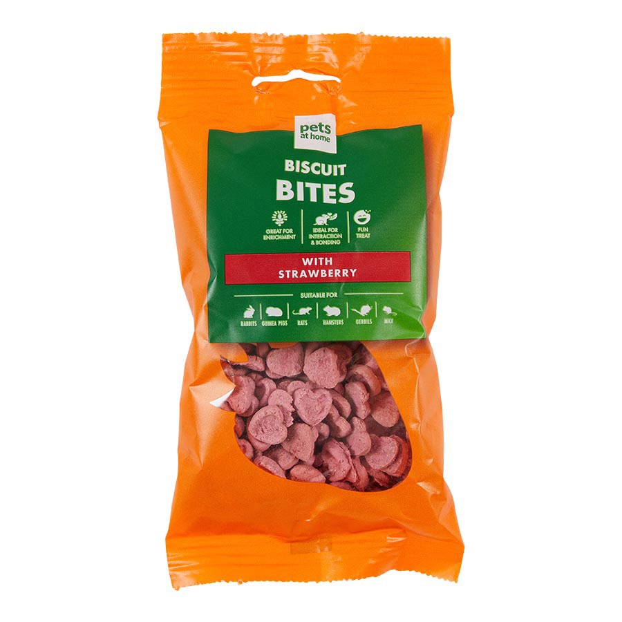 Pets at Home Small Animal Biscuit Bites Treats with Strawberry