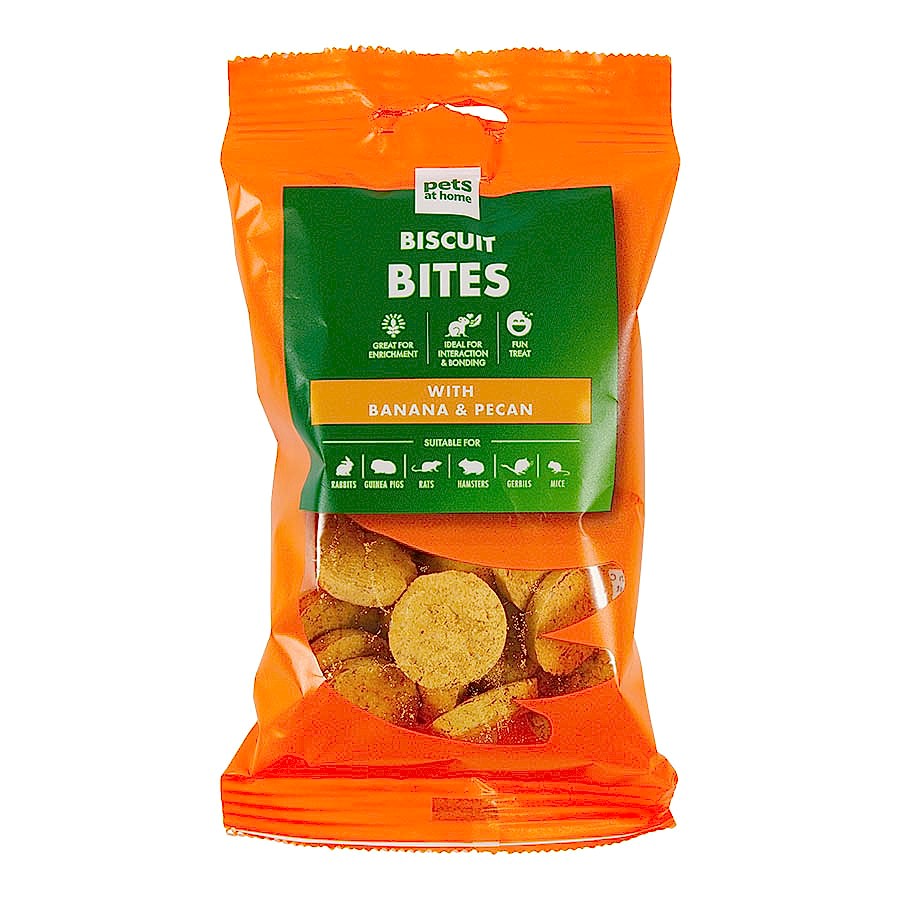 Pets at Home Small Animal Biscuit Bites Treats with Banana & Pecan