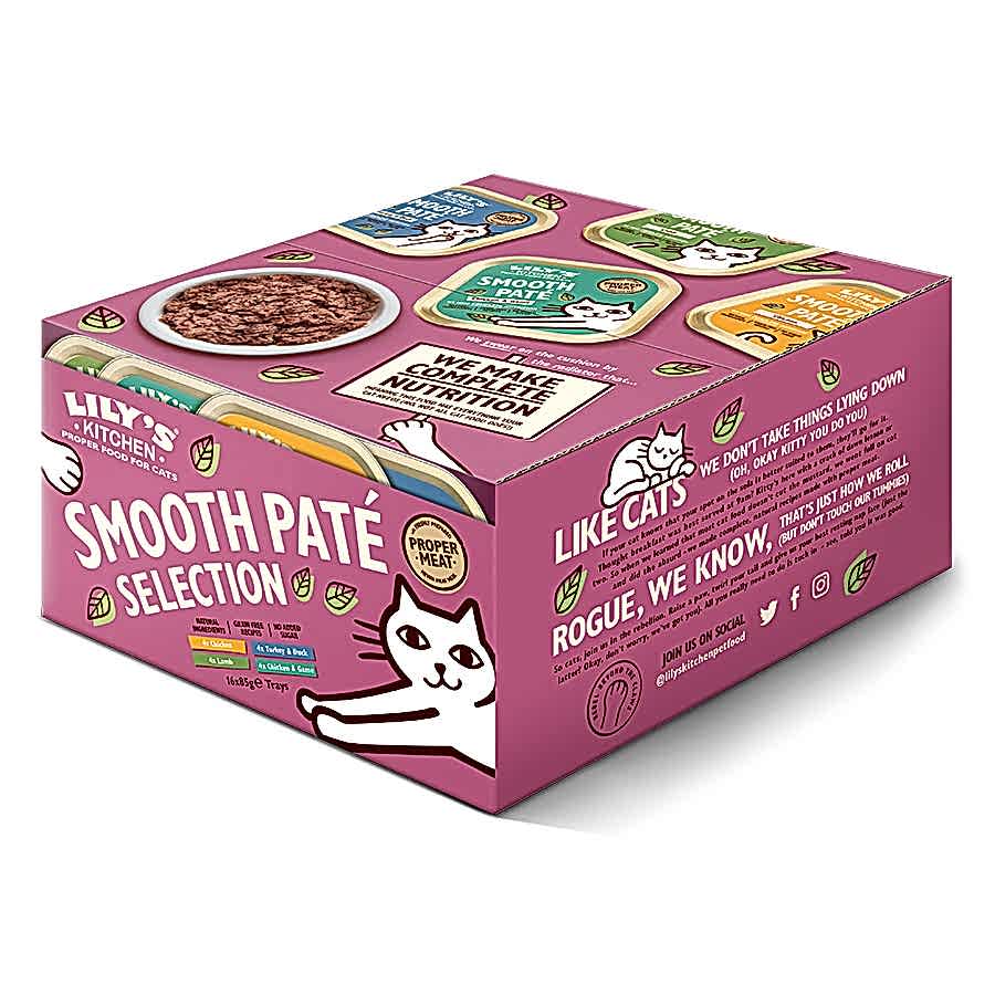 Lily's Kitchen Adult Cat Wet Food Smooth Pate Selection 16x85g