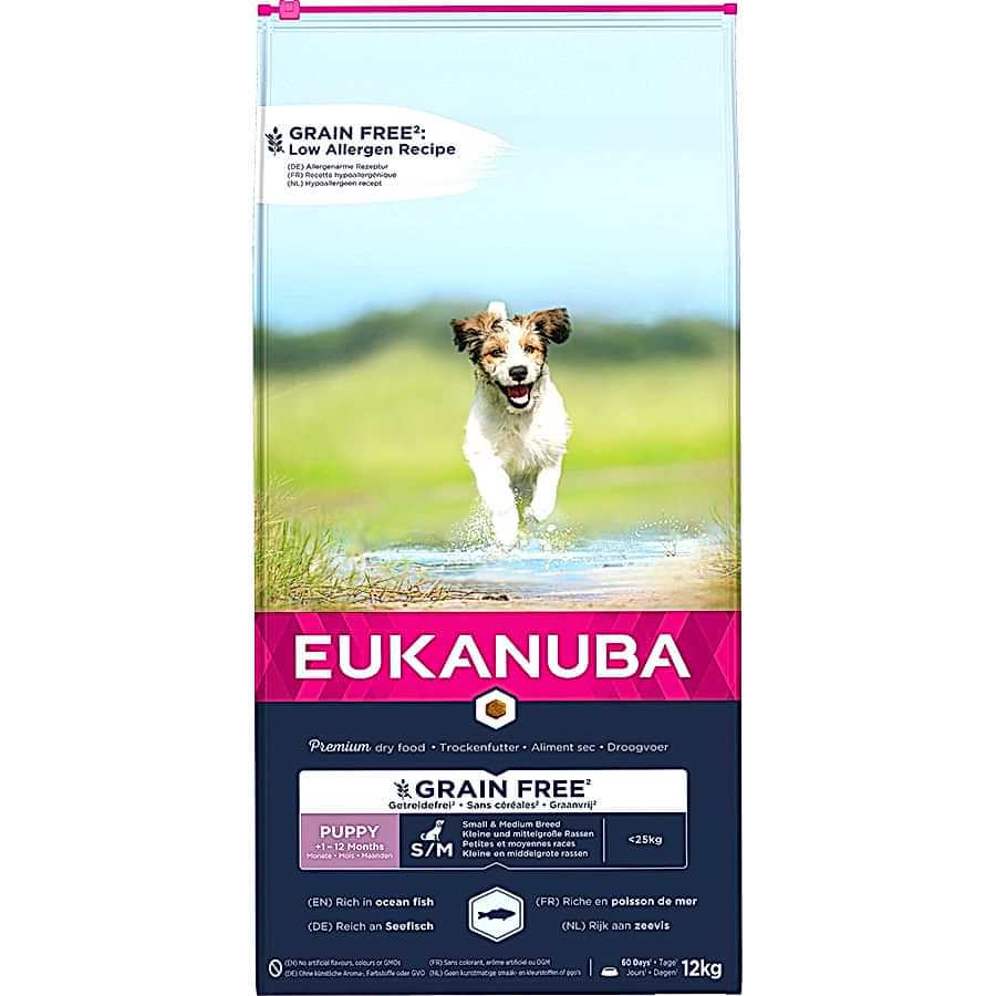 Eukanuba Grain Free Small & Medium Breed Puppy Dry Dog Food Fish