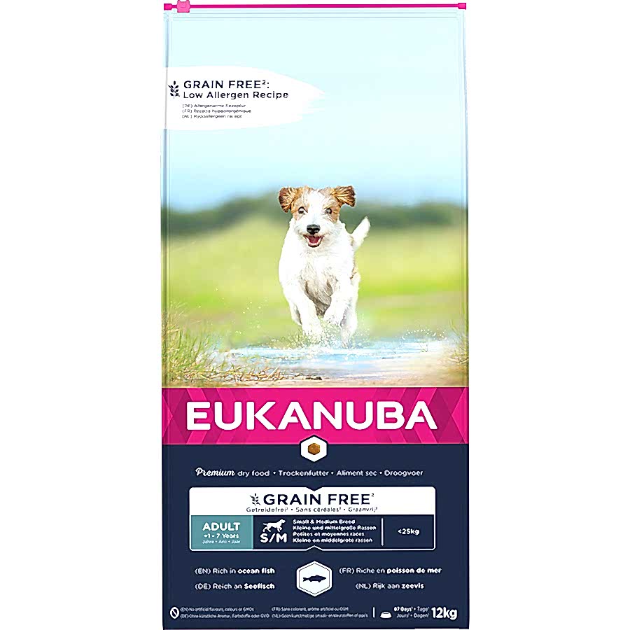 Eukanuba Grain Free Small & Medium Breed Adult Dry Dog Food Fish