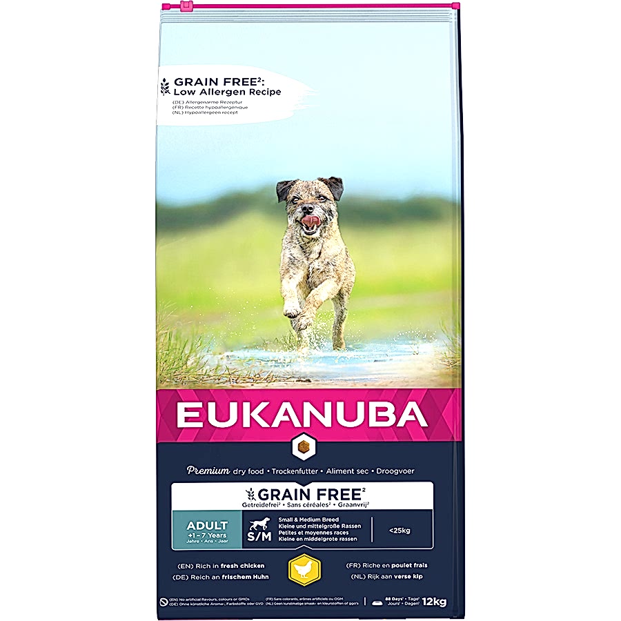 Eukanuba Grain Free Small & Medium Breed Adult Dry Dog Food Chicken