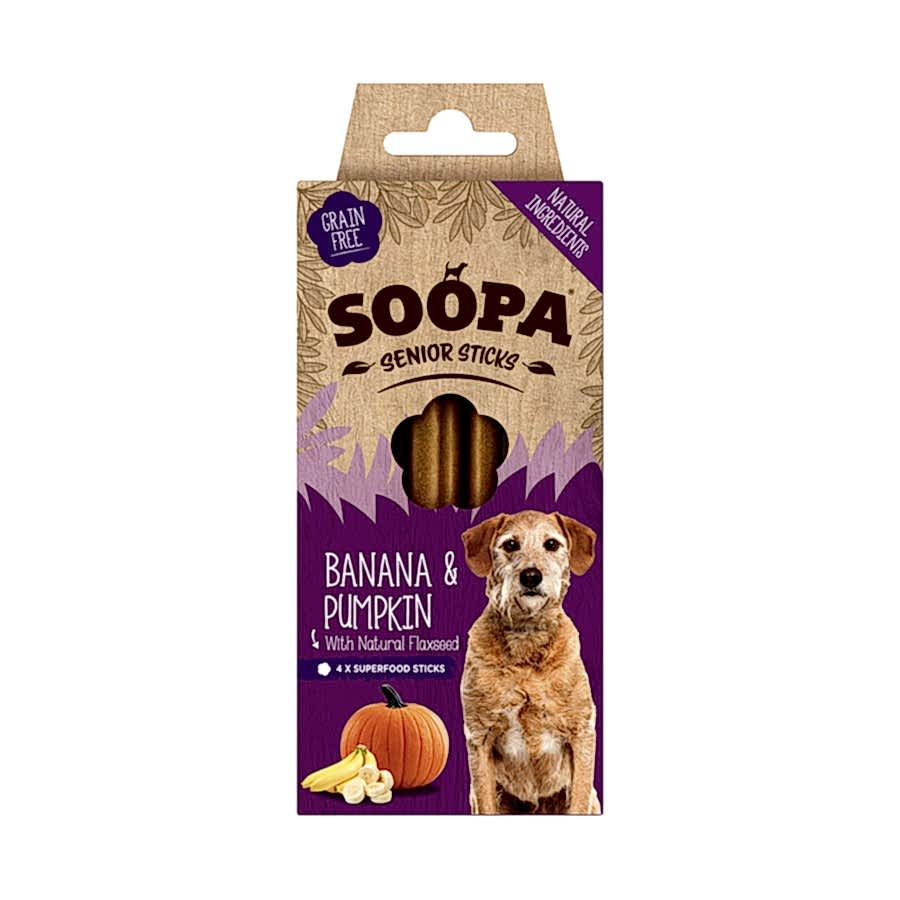 Soopa Banana & Pumpkin Senior Dog Dental Sticks 4 Pack 100g