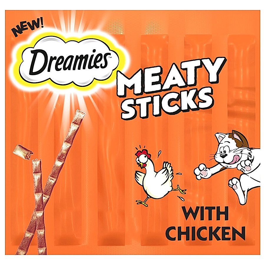 Dreamies Adult Cat Meaty Sticks Treats with Chicken