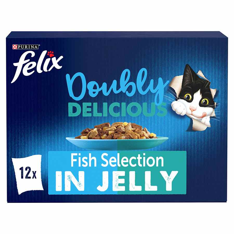 Felix Doubly Delicious Wet Adult Cat Food Fish Selection in Jelly