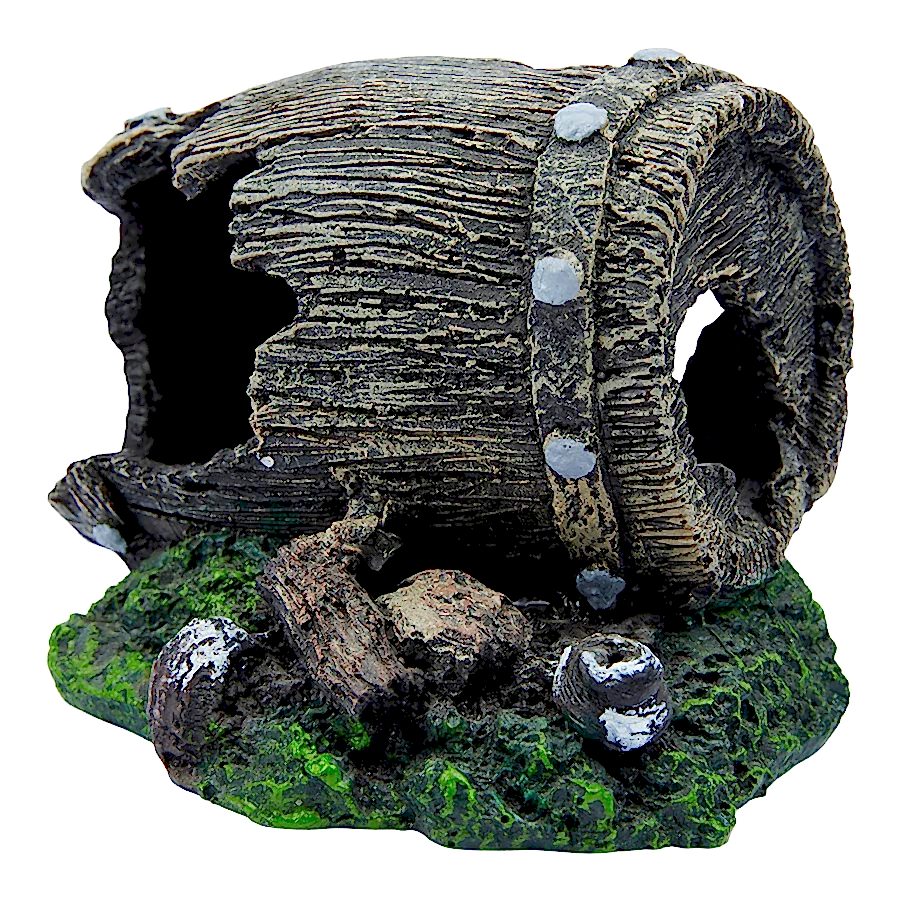 Pets at Home Barrel Ruin Aquarium Ornament Grey