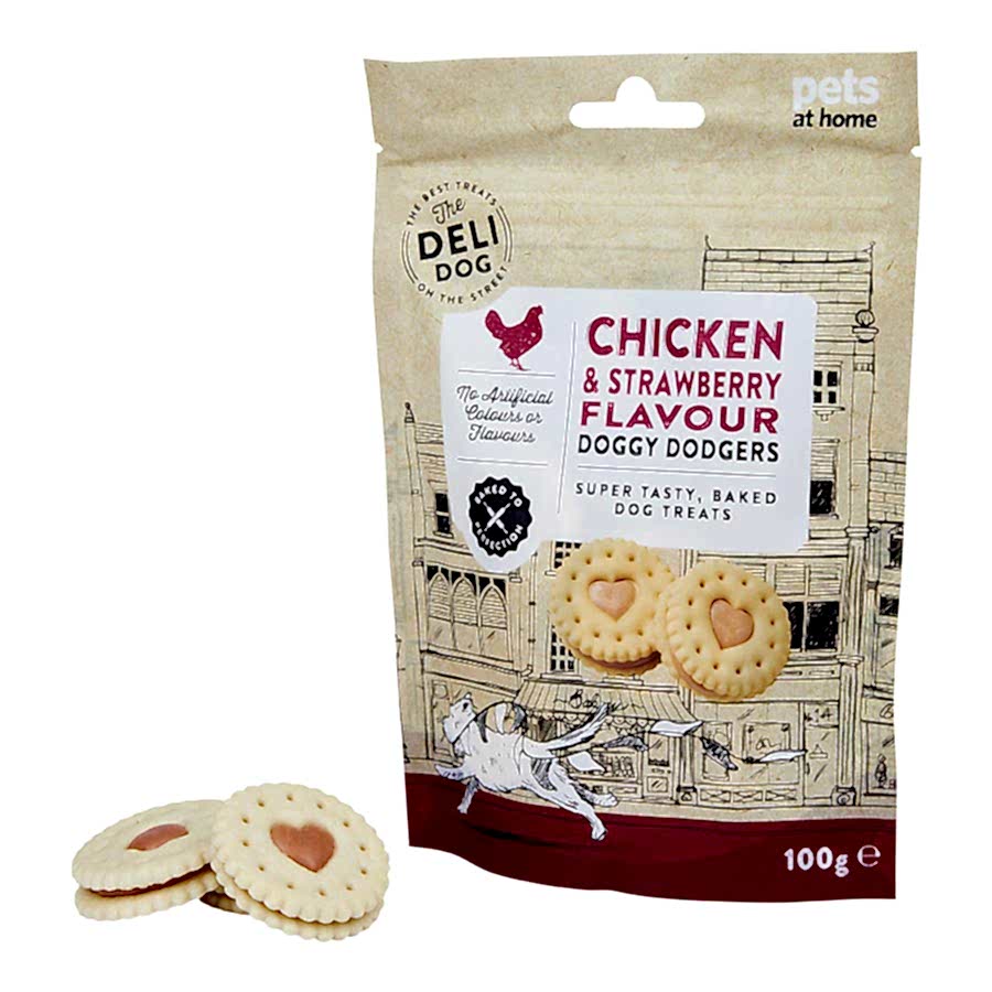 The Deli Dog Chicken & Strawberry Flavour Doggy Dodgers Dog Treats