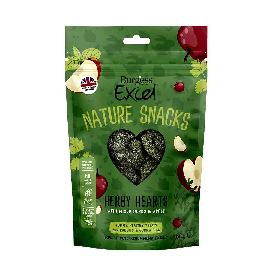 Burgess Excel Nature Small Animal Snacks Herby Hearts with Mixed Herbs & Apple