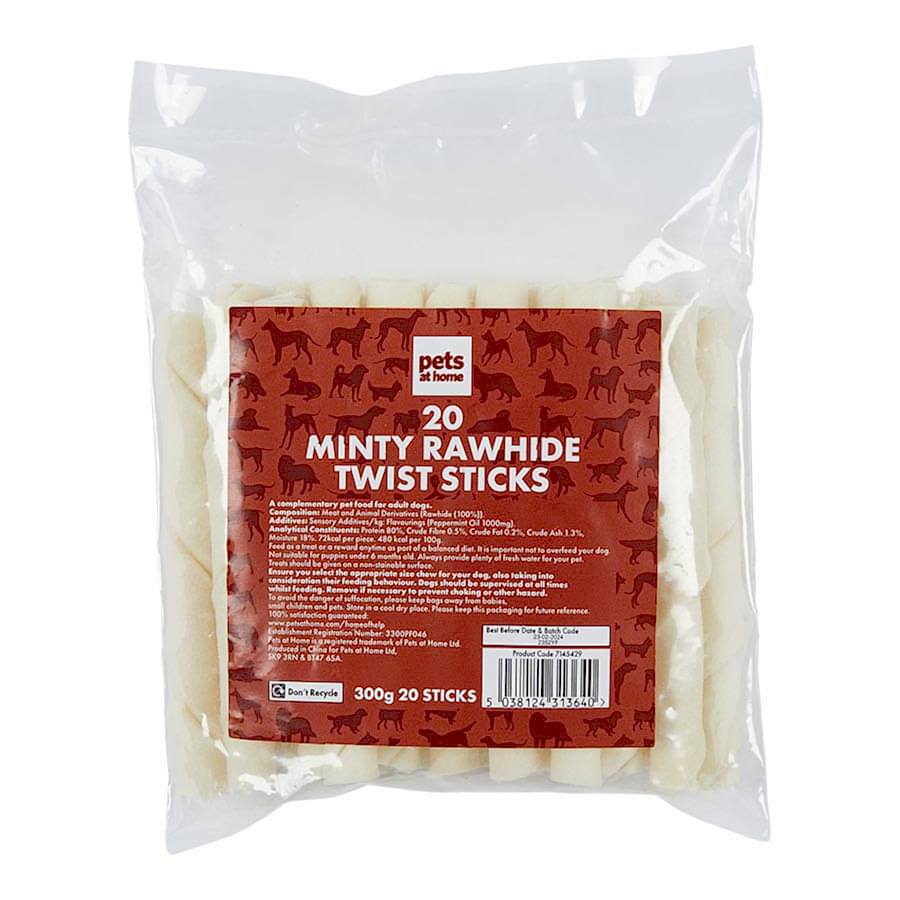 Pets at Home Minty Rawhide Twist Sticks Dog Treats