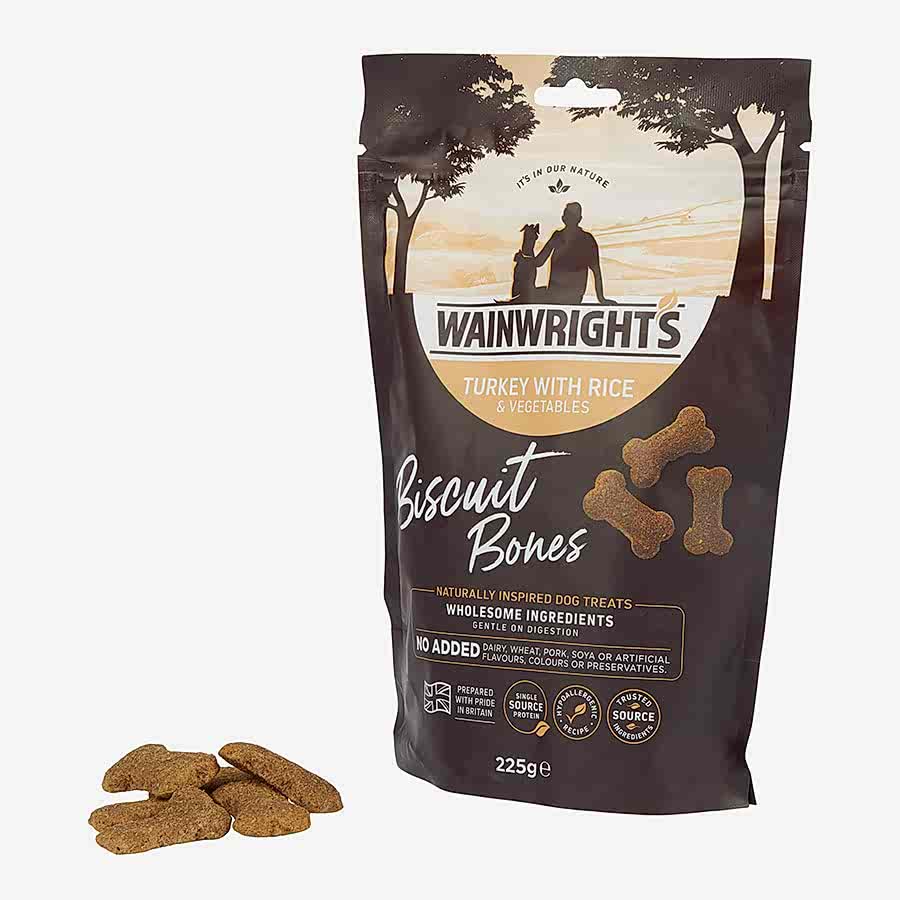 Wainwright's Dog Treats Biscuit Bones Turkey with Rice