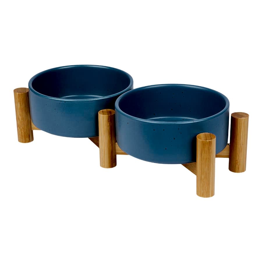 Pets at Home Double Diner Dog Bowls Bamboo & Ceramic