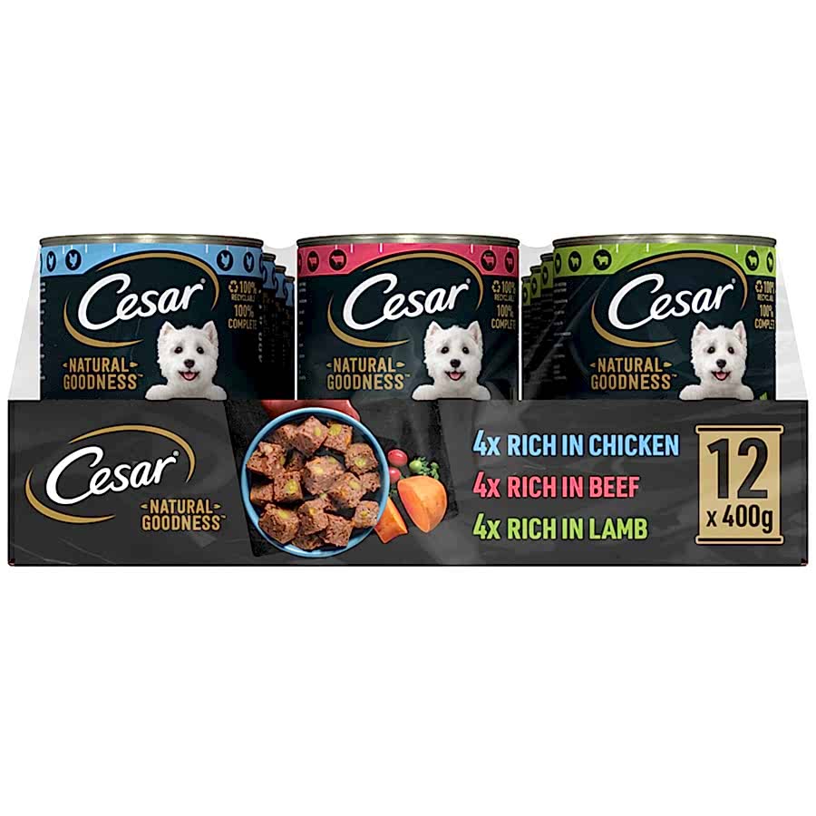 Cesar Natural Goodness Grain Free Wet Dog Food Tin Mixed in Loaf 12x400g