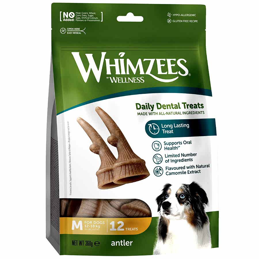 Whimzees Daily Dental Antlers For Medium Dogs