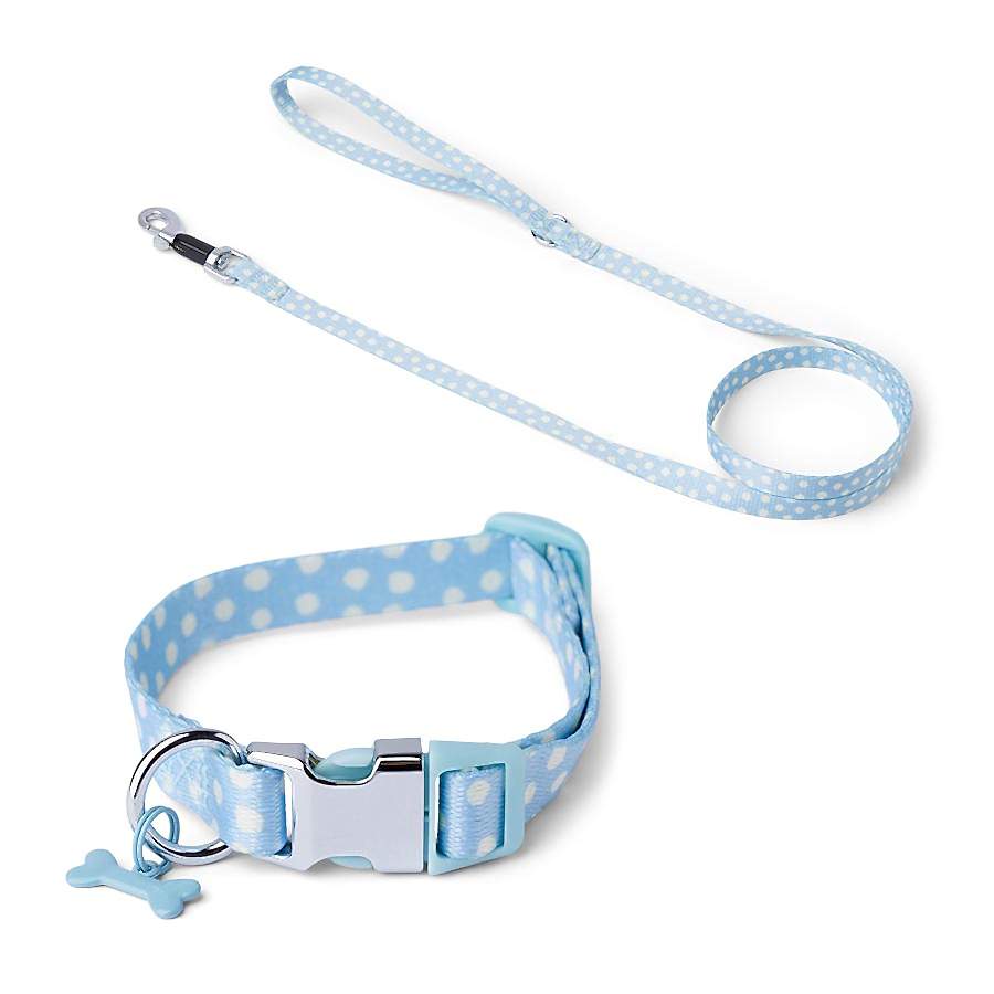 Just For Puppy Spot Puppy Collar & Lead Set Blue