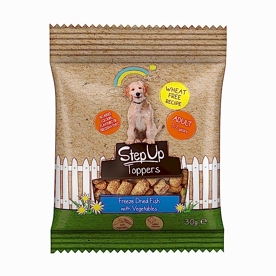 Step Up Naturals Freeze Dried Adult Dog Food Toppers Fish with Veg