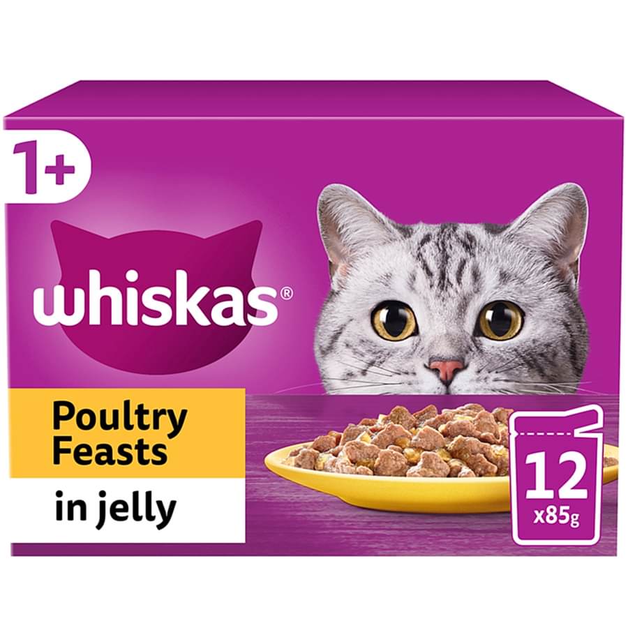 Whiskas 1+ Adult Wet Cat Food Poultry in Jelly