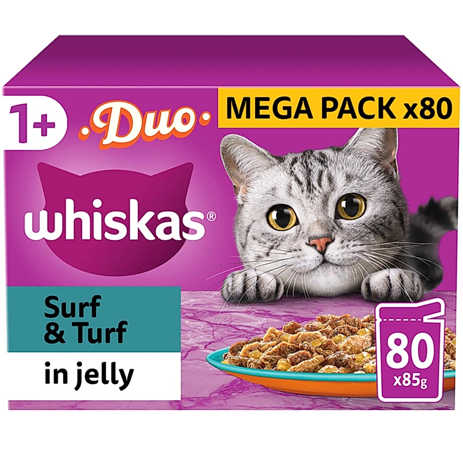 Whiskas 1+ Adult Wet Cat Food Surf & Turf Jelly