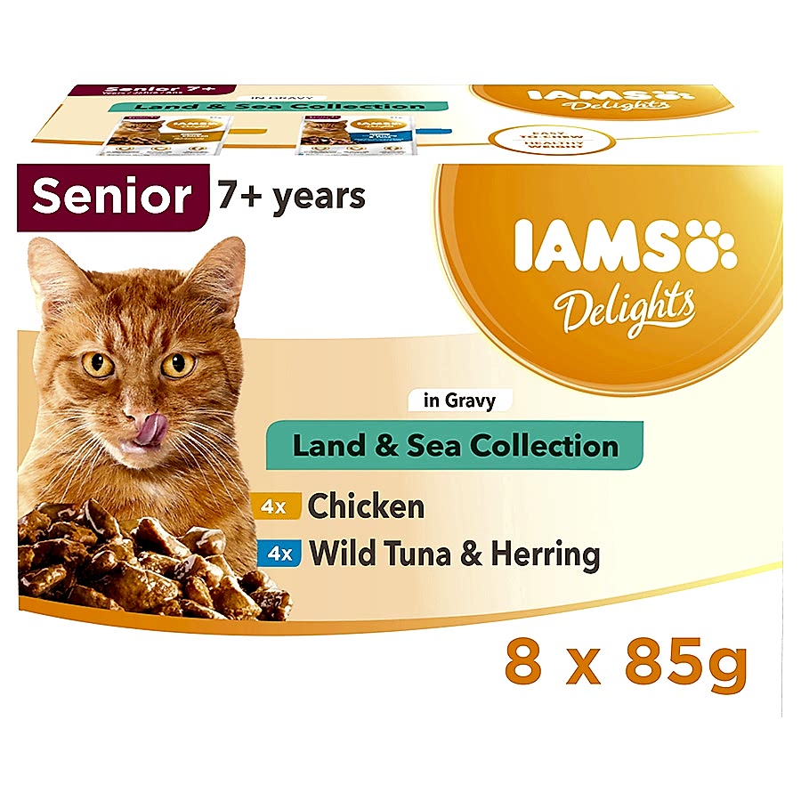 Iams Delights Senior Cat Wet Food Land & Sea In Gravy