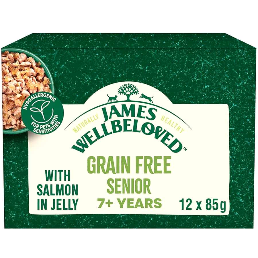 James Wellbeloved Grain Free Senior 7+ Wet Cat Food Salmon Jelly