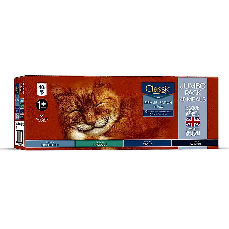 Classic Adult Wet Cat Food Fish Selection In Jelly 40x100g