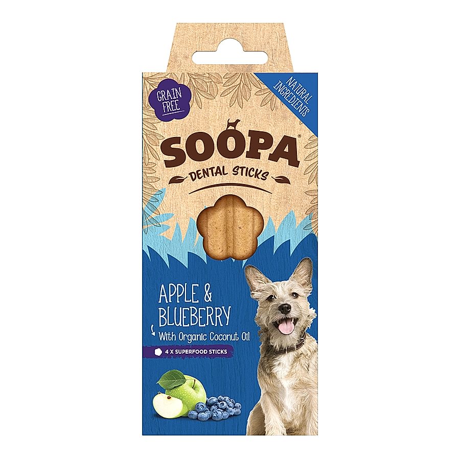 Soopa Dental Sticks Dog Treats Apple & Blueberry