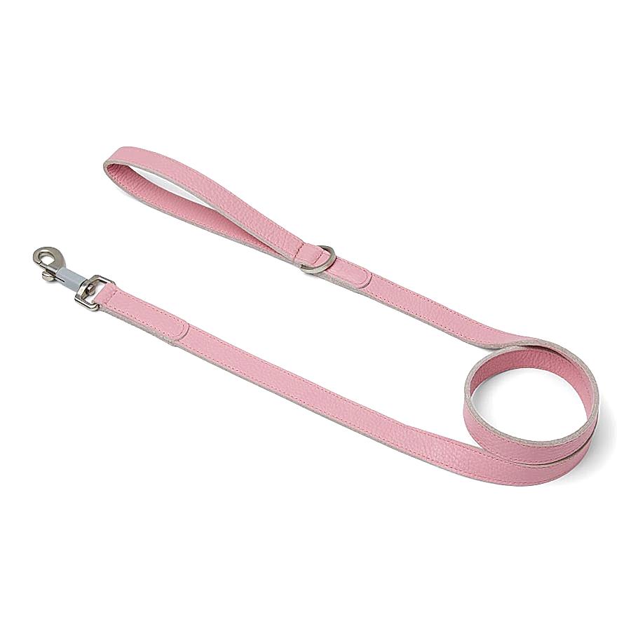 Noble Handcrafted Soft Leather Dog Lead Pink