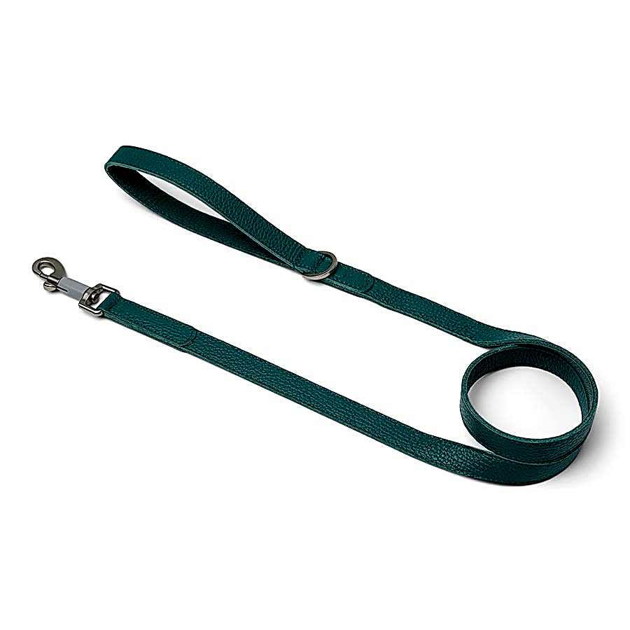 Noble Handcrafted Soft Leather Dog Lead Green