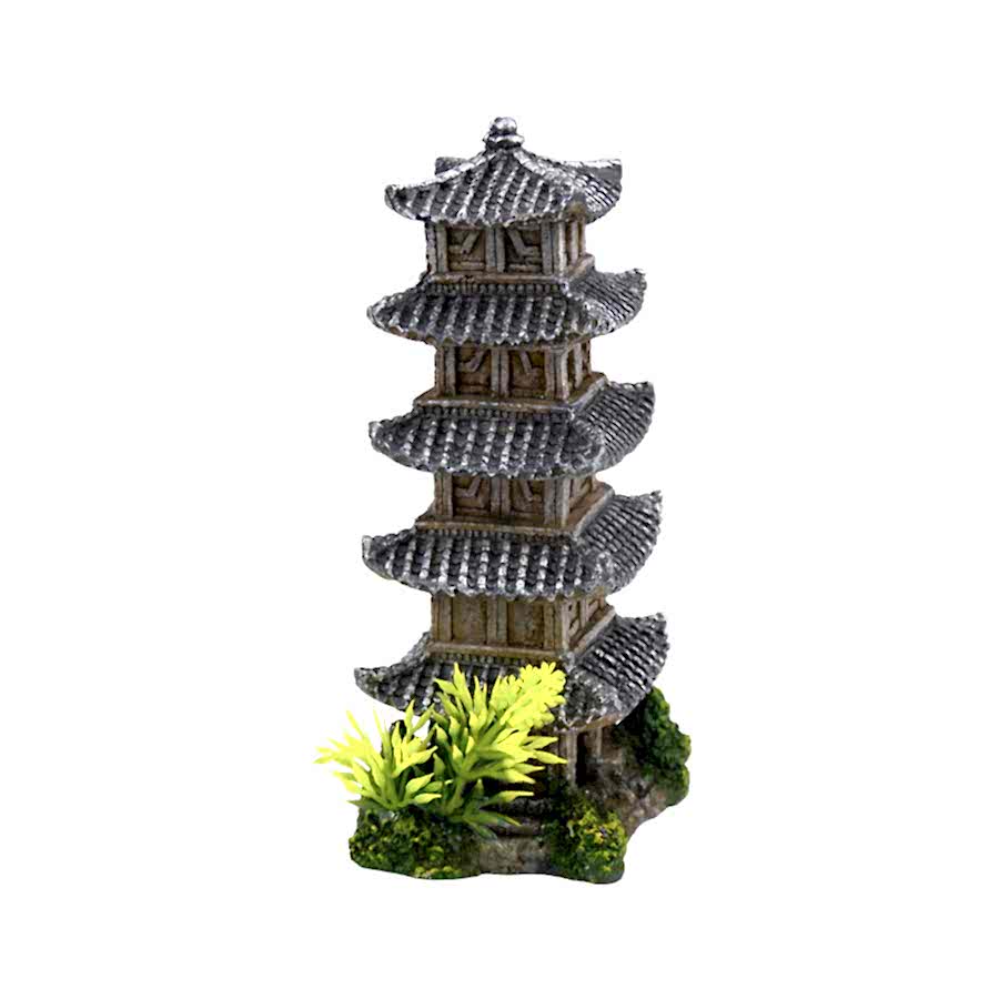 Classic Aquatics Oriental Tower with Plants Aquarium Ornament