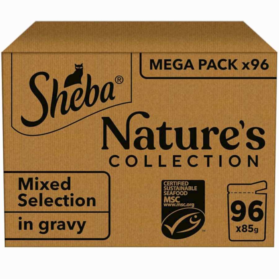 Sheba Natures Collection Wet Adult Cat Food Mixed Selection in Gravy 96 Pouches