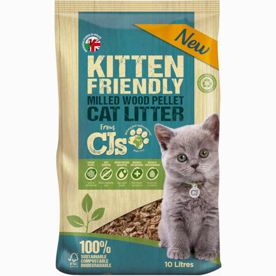 CJ's Pine & Spruce Scented Milled Wood Non Clumping Kitten Litter 10L