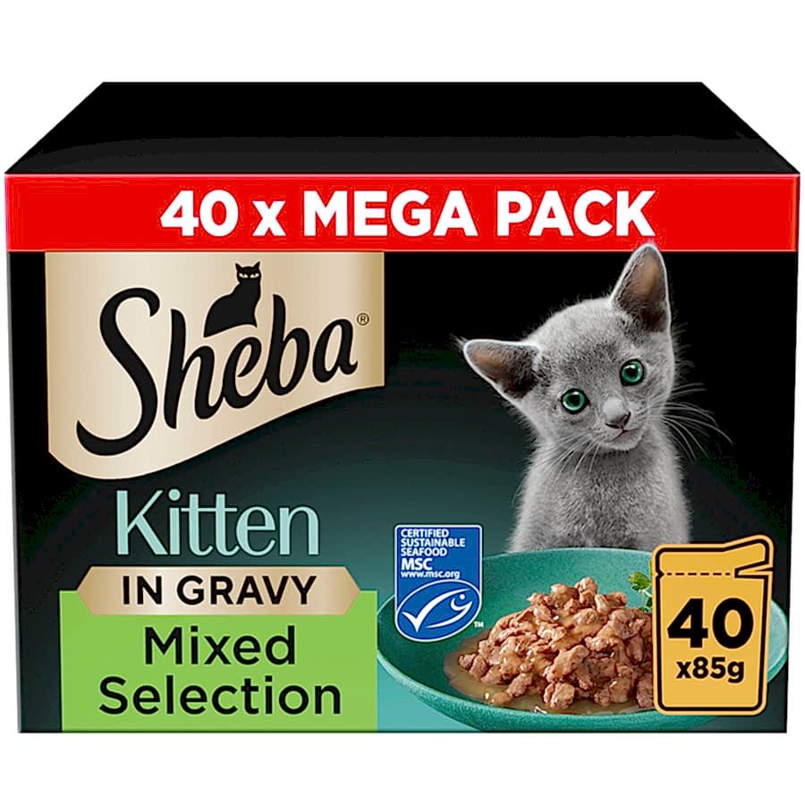 Sheba Mixed Selection Wet Kitten Food in Gravy 40 Pouches