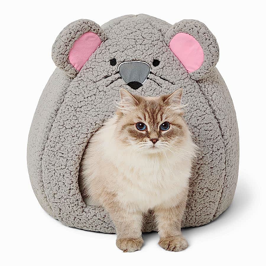 Pets at Home Novelty Mouse Igloo Cat Bed Grey