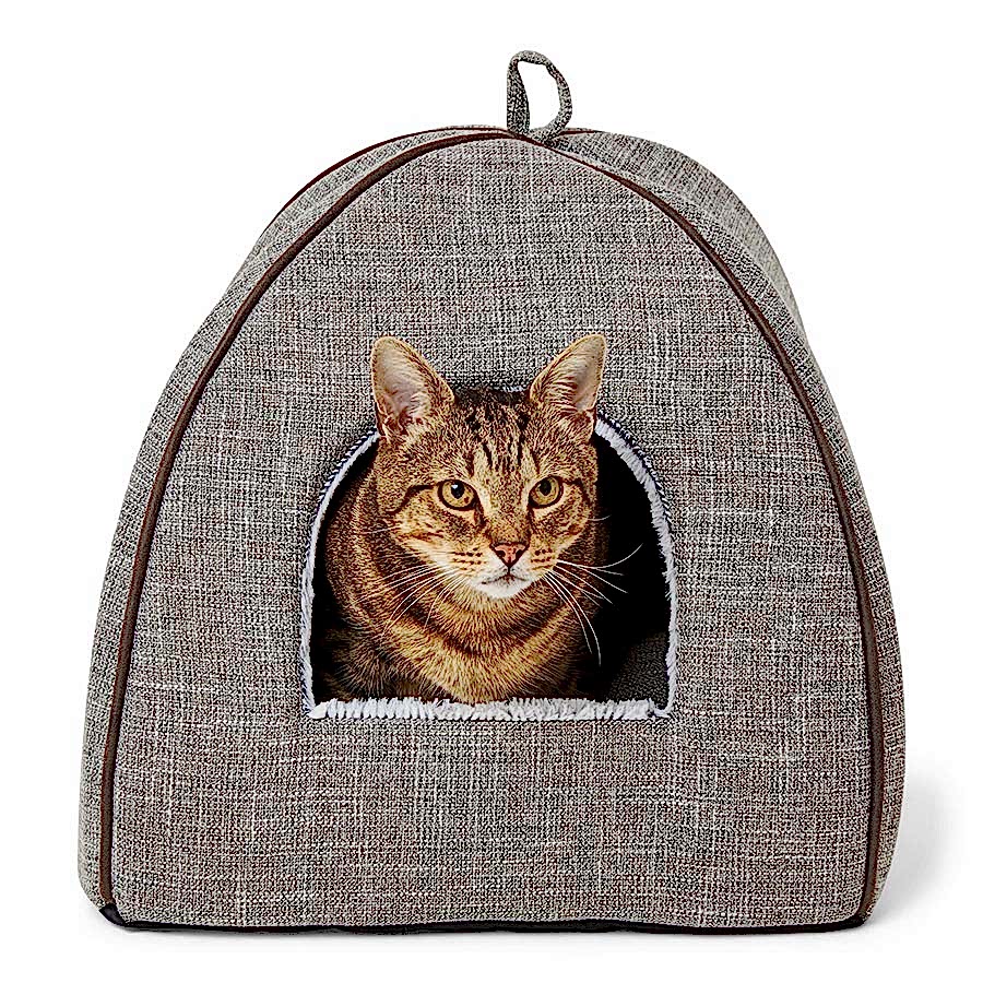 Pets at Home Self Heat Igloo Cat Bed Grey