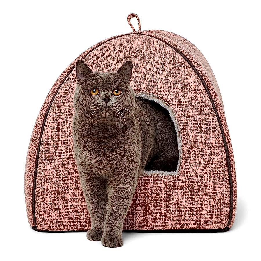 Pets at Home Self Heat Igloo Cat Bed Pink