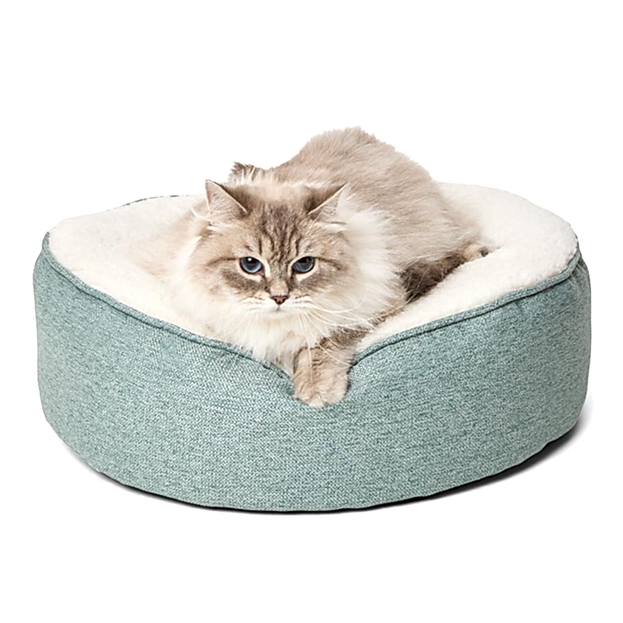 Pets at Home Linen Look Donut Cat Bed Green