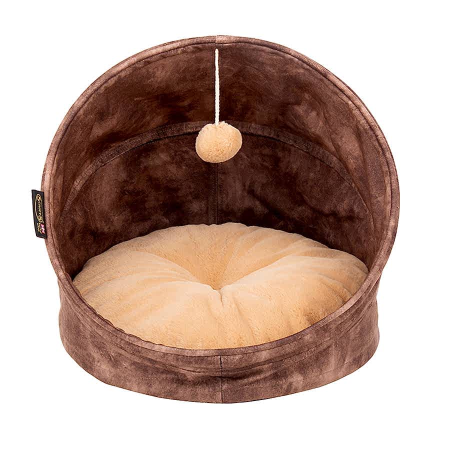 Scruffs Kensington Faux Suede Cat Bed Chocolate Brown