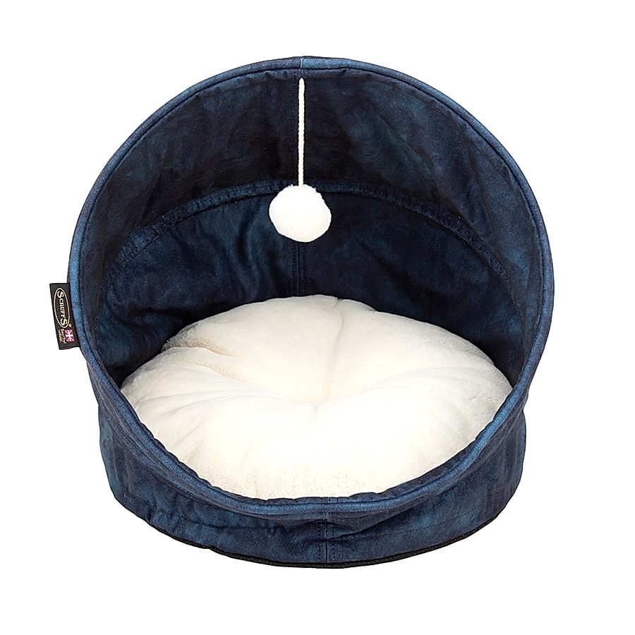 Scruffs Kensington Faux Suede Cat Bed Navy Blue