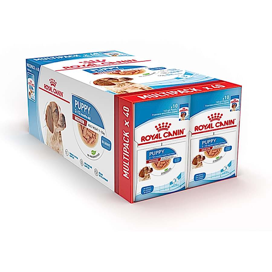 Royal Canin Medium Breed Wet Puppy Food Multipack in Gravy 40 Pouches