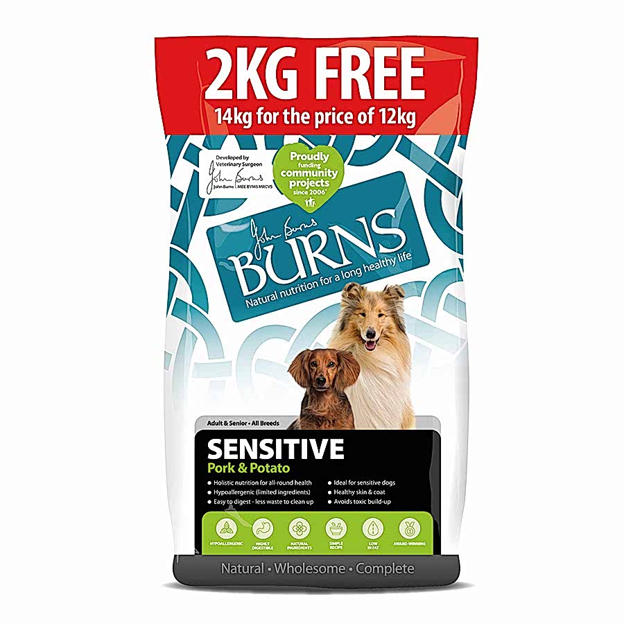 Burns Sensitive Adult Dry Dog Food Pork & Potato