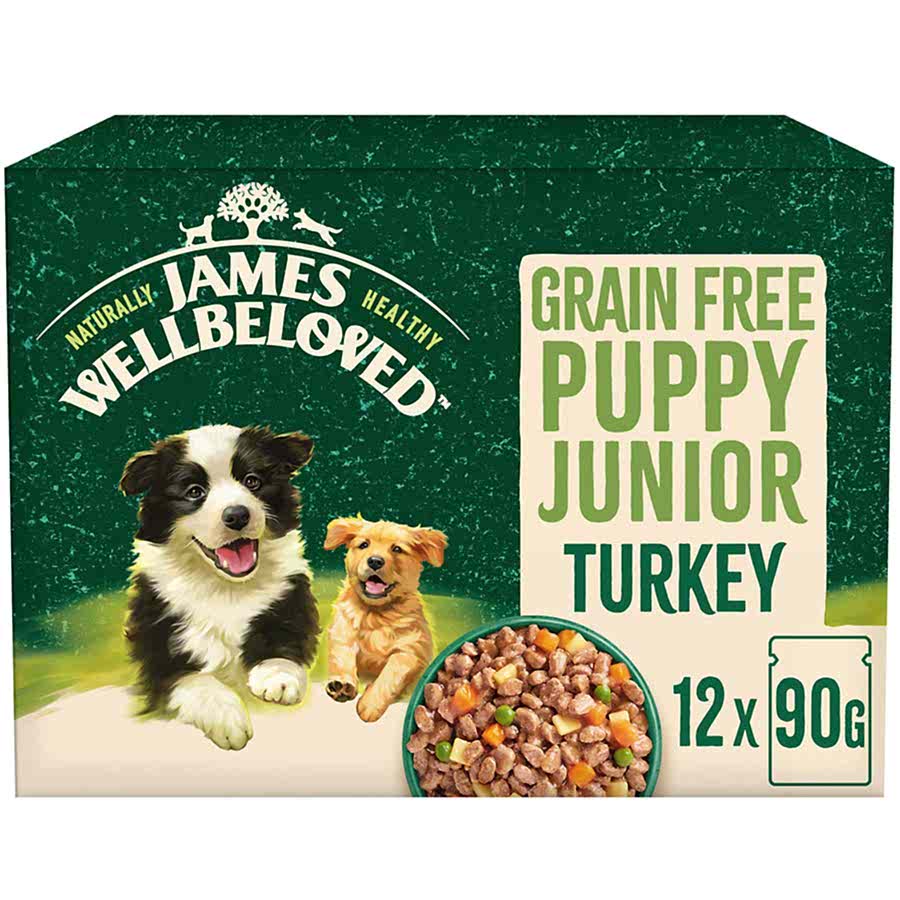 James Wellbeloved Grain Free Wet Puppy Dog Food Turkey in Gravy 12 Pouches