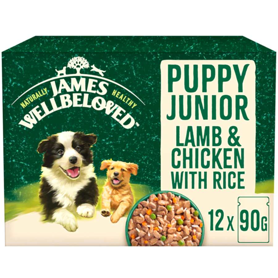 James Wellbeloved Wet Puppy Dog Food Lamb, Chicken, Rice in Gravy 12 Pouches