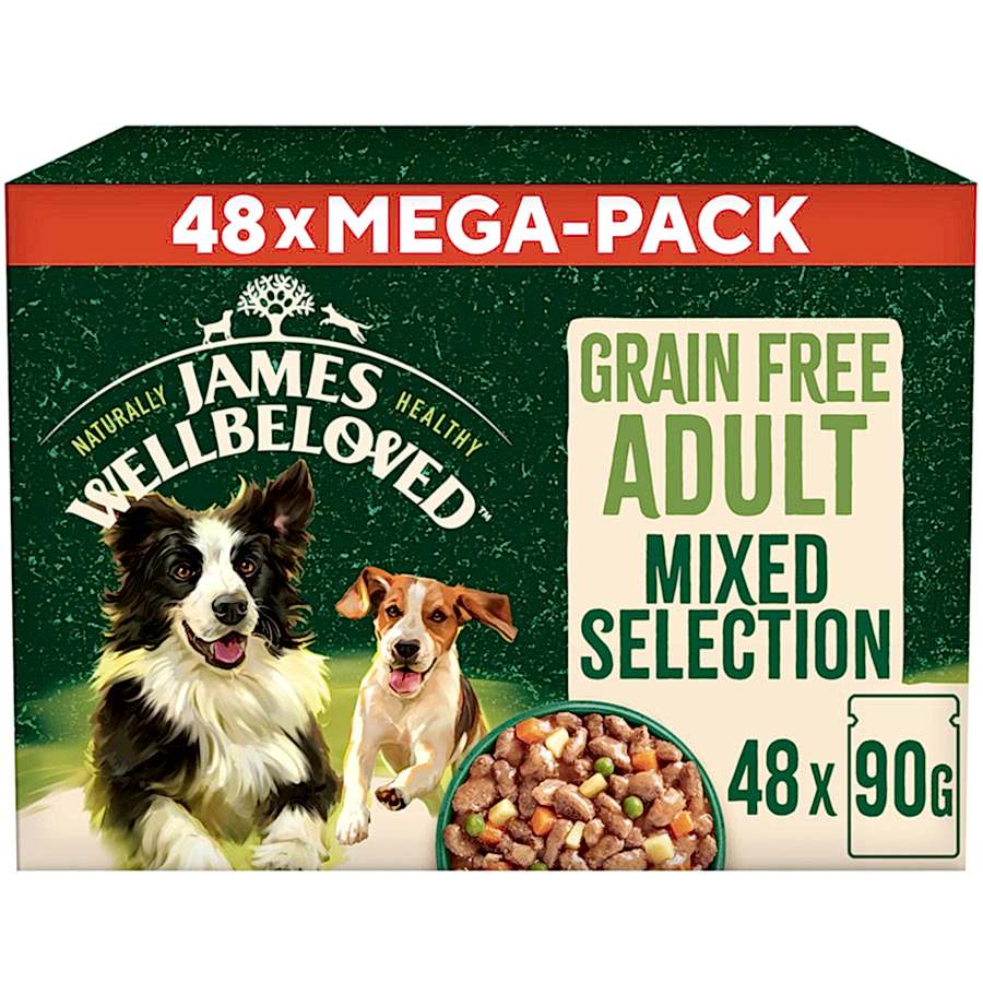 James Wellbeloved Grain Free Adult Wet Dog Food Mixed Pack in Gravy 48 Pouches