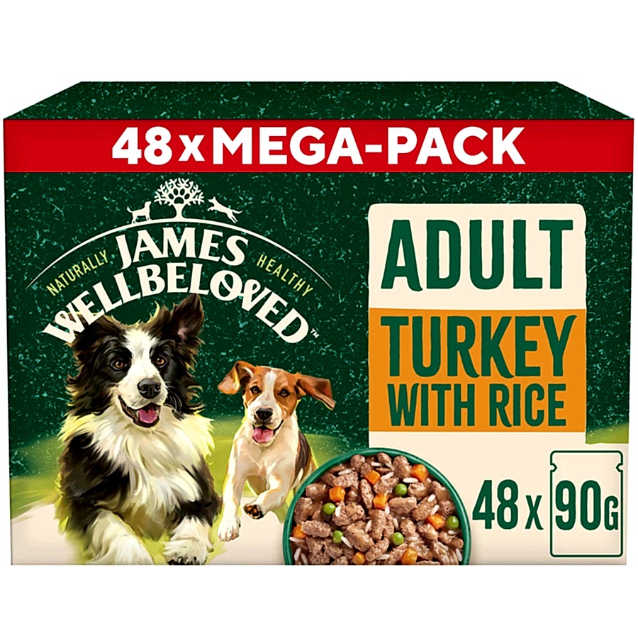 James Wellbeloved Adult Wet Dog Food Turkey & Rice Mega Pack 48 Pouches